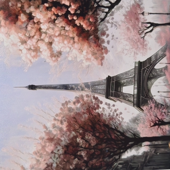 Paris Eiffel Tower Floral Fantasy Watercolor Oil Painting Art Print - Picture 3 of 7